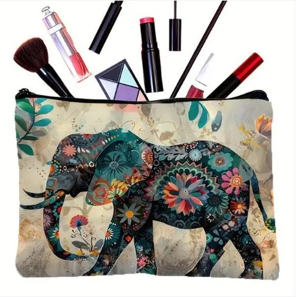 Bohemian Style Elephant Cosmetic Bag with Zipper large capacity beauty case Makeuo Bag Toiletry Bags