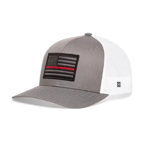 Thin Red Line Trucker Hat  |  Gray-White Fire Tactical Snapback