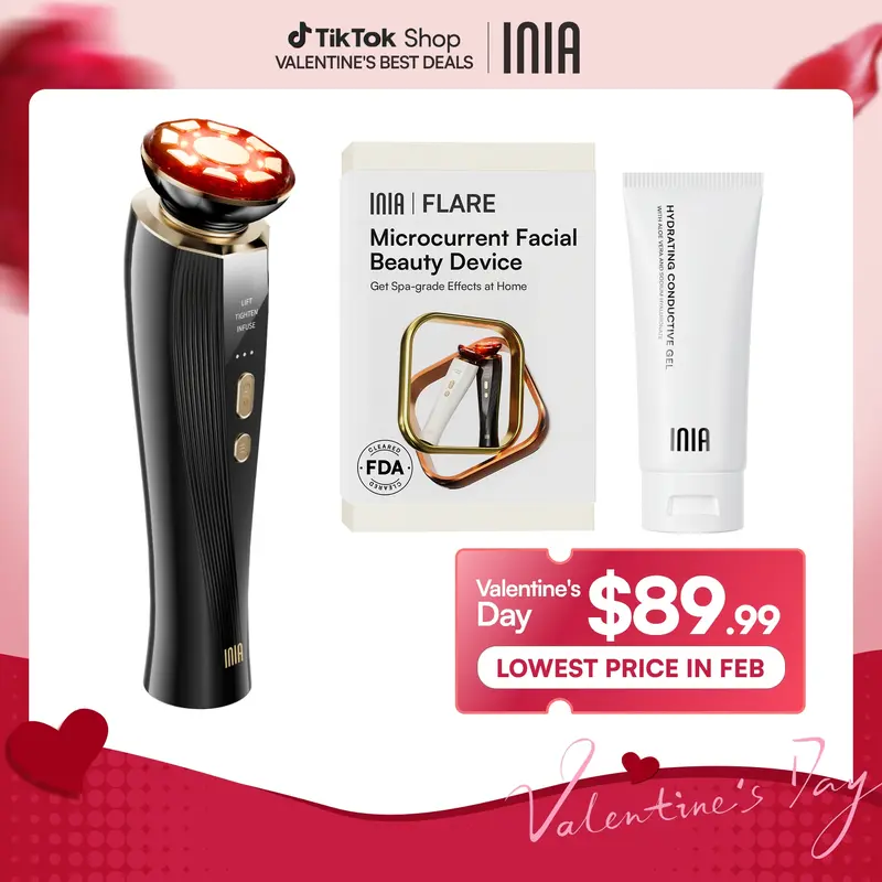INIA FLARE All-in-One Facial Beauty Device, 3-in-1 Facial Massager Beauty Device for Face and Neck Skin Rejuvenation Lifting/ Tightening/ Infusing, Best Valentine's Day Gift for Her