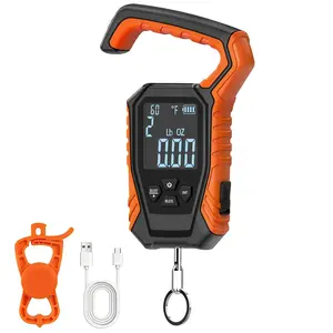 Mechanical-Digital Fishing Scale with Lip Gripper, 120 lb Capacity, 2.5" Backlit Display, High-Precision Sensor, 9 Weight Memory, Temperature Detection, IPX6 Waterproof