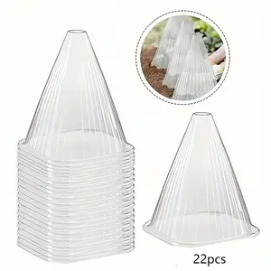 22-Pack Plant Cloches for Outdoor Garden - Reusable Clear Plastic Bell Covers Protect from Frost/Birds/Snails | Instant Greenhouse Effect for Seedlings & Delicate Plants (BPA-Free, Easy Snap-On)