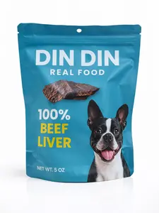 Din Din 4 Dogs 100% Beef Liver Jerky Treats for Dogs - Single Ingredient High-Quality Iron Source - Human Grade, No Fillers or Preservatives - 5oz Pouch