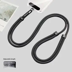 1 adjustable cross-body neck strap with stainless steel spacers, Phone lanyard, durable and theft-resistant polyester long hanging cord suitable for phone earbuds and ID card holders - a gift option for couples and families, suitable for phone