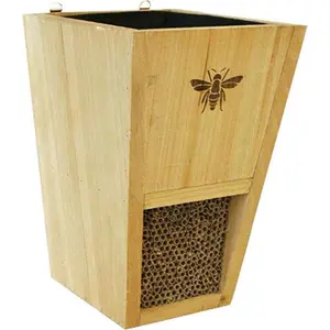 212 MAIN Heavy-Duty Cedar Wood Mason Bee House Planter - Natural Finish, Garden Bee Nesting, Outdoor Bird Accessory
