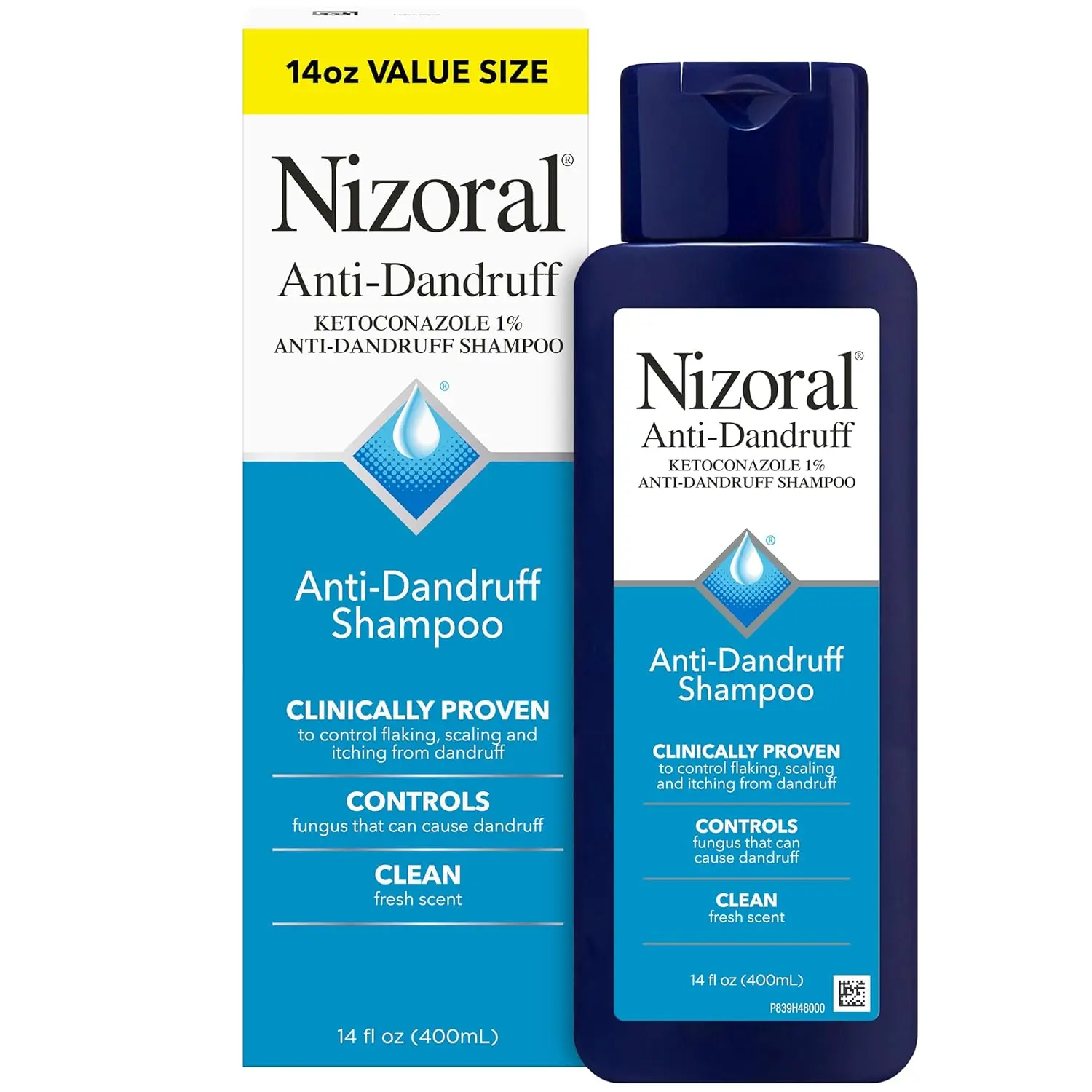 Nizoral Anti-Dandruff Shampoo - 1% Ketoconazole Anti-Fungal Formula, 14 Fl Oz Fresh Scent, Dandruff Remover for Scalp Hair Care