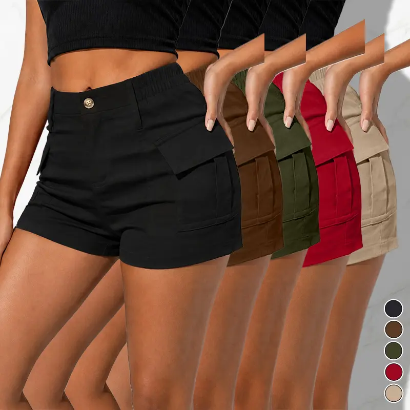 Women’s summer shorts; new women’s cargo shorts; women’s cargo shorts; simple everyday wear; casual bottoms suitable for running and fitness; fashionable style.Summervibes