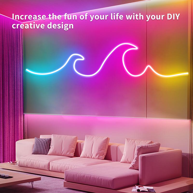 Neon Rope Lights,Flexible Led Rope Lights Control with App/Remote,Multiple Modes Rope Lights,IP65 Outdoor RGB Led Neon Lights Waterproof,Music Sync Gaming Led Neon Light Strip for Bedroom Decor