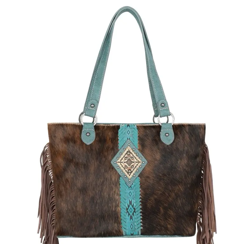 Genuine One-of-a-Kind Cowhide Concealed Carry Tote Trinity Ranch Bag