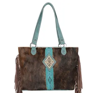 Genuine One-of-a-Kind Cowhide Concealed Carry Tote Trinity Ranch Bag