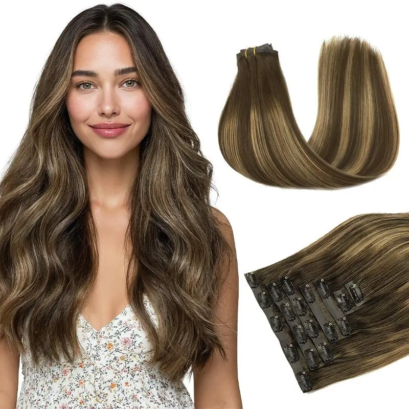 Doores Seamless Clip In Human Hair Extensions Natural Straight for Daily Use & Special Occasions for Women#SummerFinds