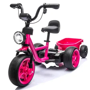 Kids Ride On Electric Tricycle w/Stable Triangular Structure,Reinforced Metal Parts,Removable Storage Basket,Adjustable Seat,Wide EVA Wheels,Anti-Slip Design,LED Headlight,Music,Bluetooth For Kids 2-5