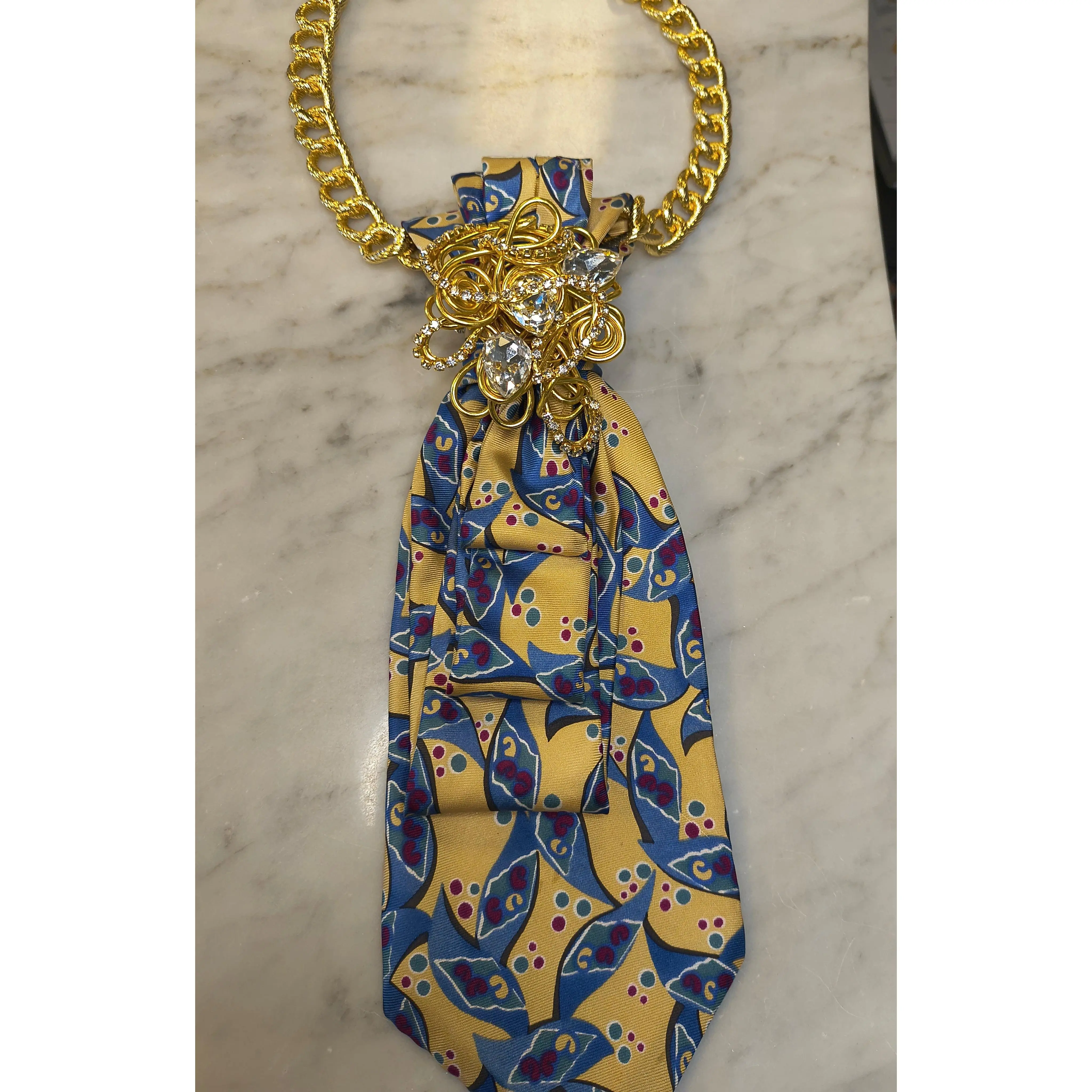 Yellow and blue Pattern Necktie