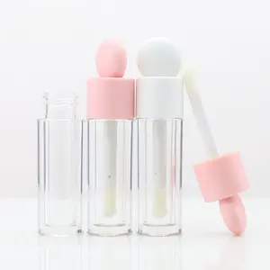 1pc 5ml Lip Gloss Tube Matte Pink Clear Thick Rod Large Brush Head Bottle Makeup Mud Packaging Empty Cosmetic Material Makeup Accessories Wholesale Cosmetic Container