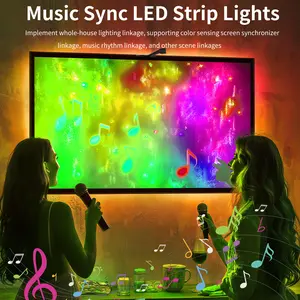 Smart TV Backlight LED Sync Lights, LED Strip Light for 55-65 Inch TVs, USB Powered Music Sync with Multiple Scene Modes, Ideal for Gaming and Display