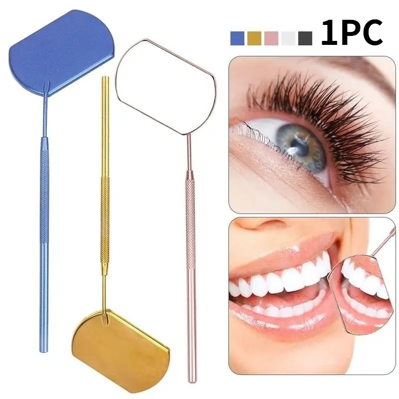 Magnifying Eyelash Extension Makeup Mirror with Stainless Steel Handle, False Eyelash Application Beauty Tool, 1 Piece