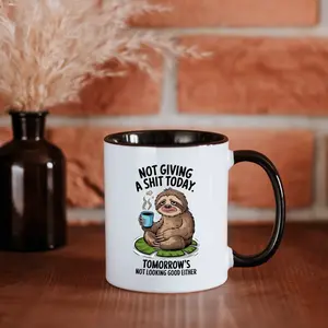 110z & 15Oz Sloth Ceramic Mug , Tea Coffee Cup - Nope Not Today