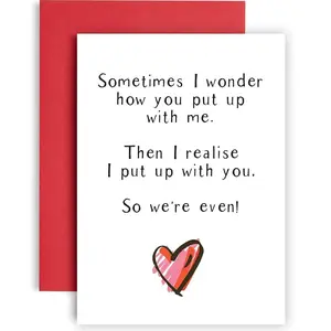 Anniversary Card without Pen, 1 Count Slogan Graphic Greeting Card with Envelope, Creative Anniversary Gift for Him and Her, Girlfriend and Boyfriend Gift Ideas, Custom Message Card