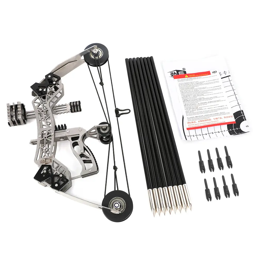 10.2inch Stainless Steel Mini Compound Bow Set, Comes with Arrows