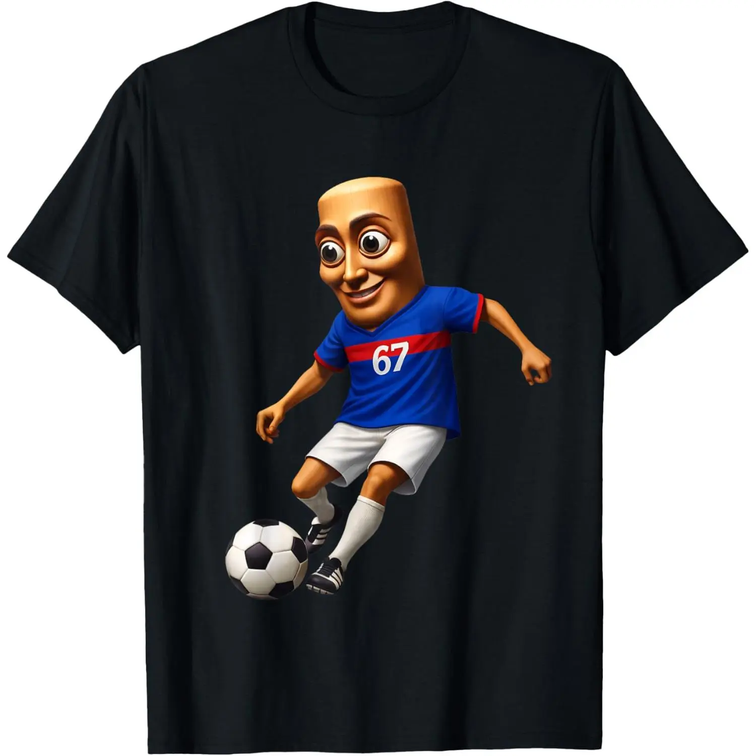 100% Cotton Funny Brainrot Football Tung Sahur Soccer 67 Jersey Number T-Shirt