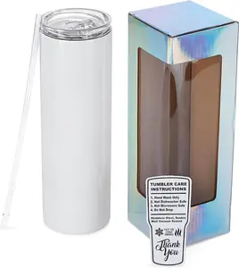 makerflo 30 oz White Skinny Sublimation Blank Tumbler with Lid and Straw | Craft-Ready for DIY Gifts & Personalization (Sublimation, Epoxy, UV DTF, Vinyl, and Laser Engraving)