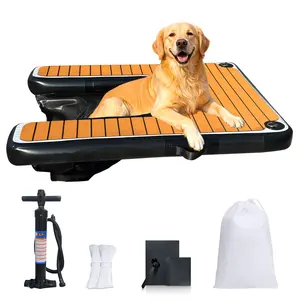 Inflatable Large Dog Water Ramp Float Floating Ramp-Swimming Pets Up to 200 Pounds Large Dogs-Inflatable Stairs for Boats, Docks, with Pump/Rope/Repair Kit - PVC Anti-Slip Fabric