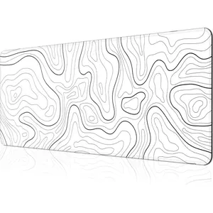 Gaming  Pad Large 31.5 x 11.8in Topographic Keyboard Pad  Pad for Non-Slip Base and Stitched Edge, Extended Desk Pad XL Keyboard Desk Mat (White)