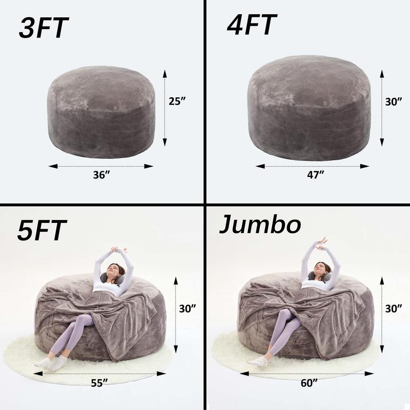 3FT/4FT/5'FT/Jumbo(with Filler) bean bag Lazy sofa beanbag Chair Ship Free High-Rebound Memory Foam Furniture Flannel Cover Removable 3FT/4FT/5'FT/Jumbo(with Filler) bean bag Lazy sofa beanbag Chair Ship Free High-Rebound Memory Foam Furniture Flannel Cover Removable