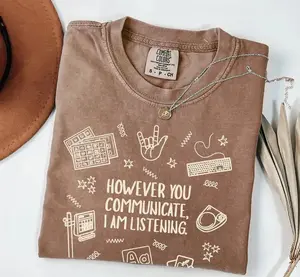 Everyone Communication Speechie AAC Bcba Aba Shirt Comfort Colors Sped Teacher Inclusion AAC Communications T-Shirt Speech Pathology Graduate - Ahri Clothing