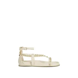 NAUTYCA-NATURAL STUDDED FLAT SANDAL