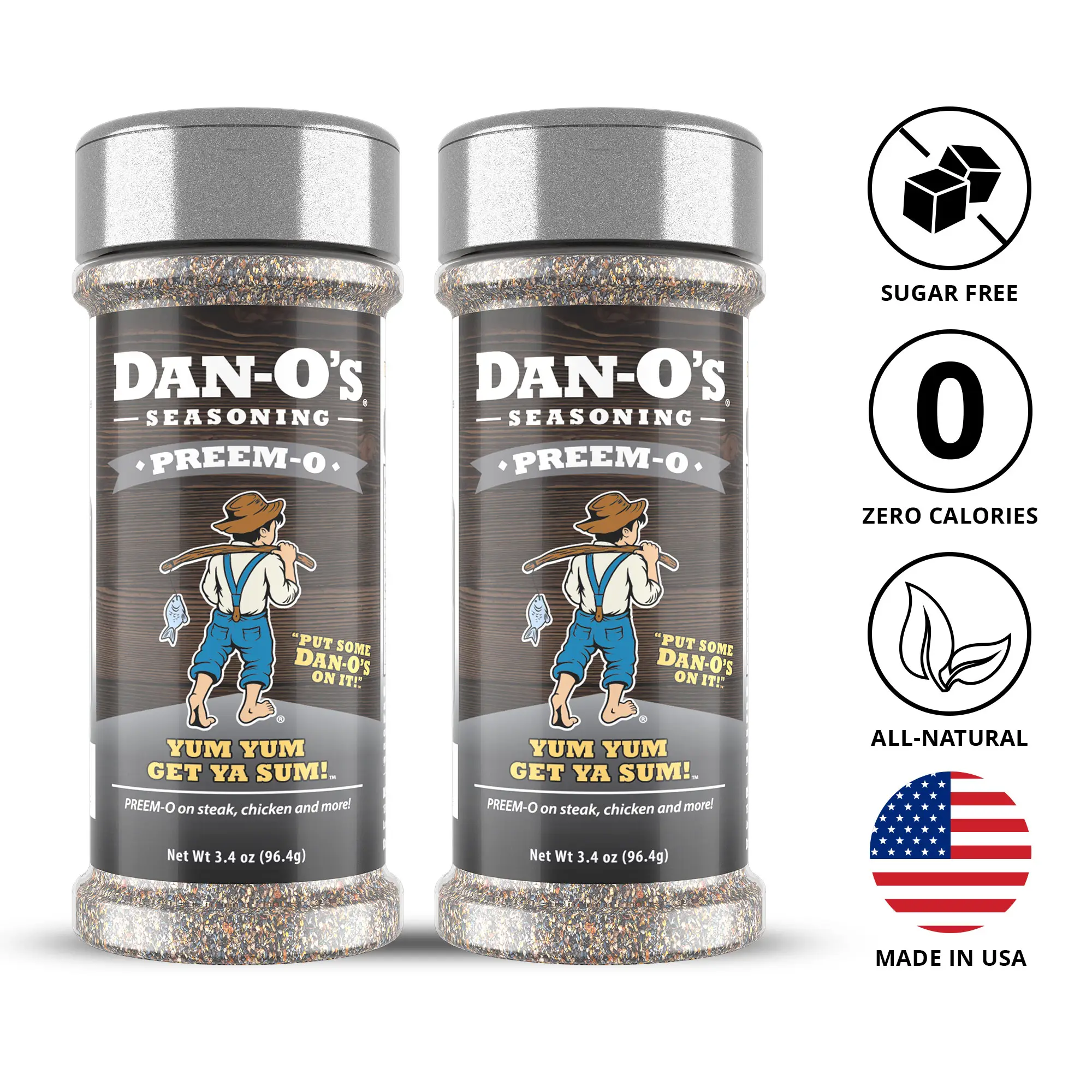 Dan-O's Seasoning Preem-O - 2 Pack - Small bottles 3.4 oz - Steak seasoning and great flavor for grilling