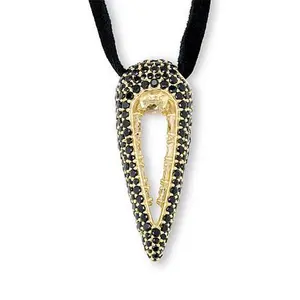 Rarities Black Spinel and White Topaz Suede Cord Bolo Necklace