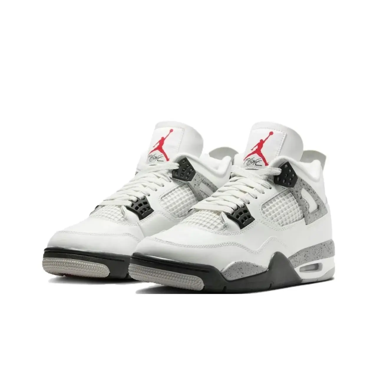 Brand New White-Grey Speckled Grid Mesh Basketball Sneakers, Breathable Panels, Air Cushion, Soft Landing Shock Absorption, Firm Lateral Support, Wearproof 2-Tone Rubber Sole, Full Sizes In Stock For Summer Streetwear Basketball Daily Footwear