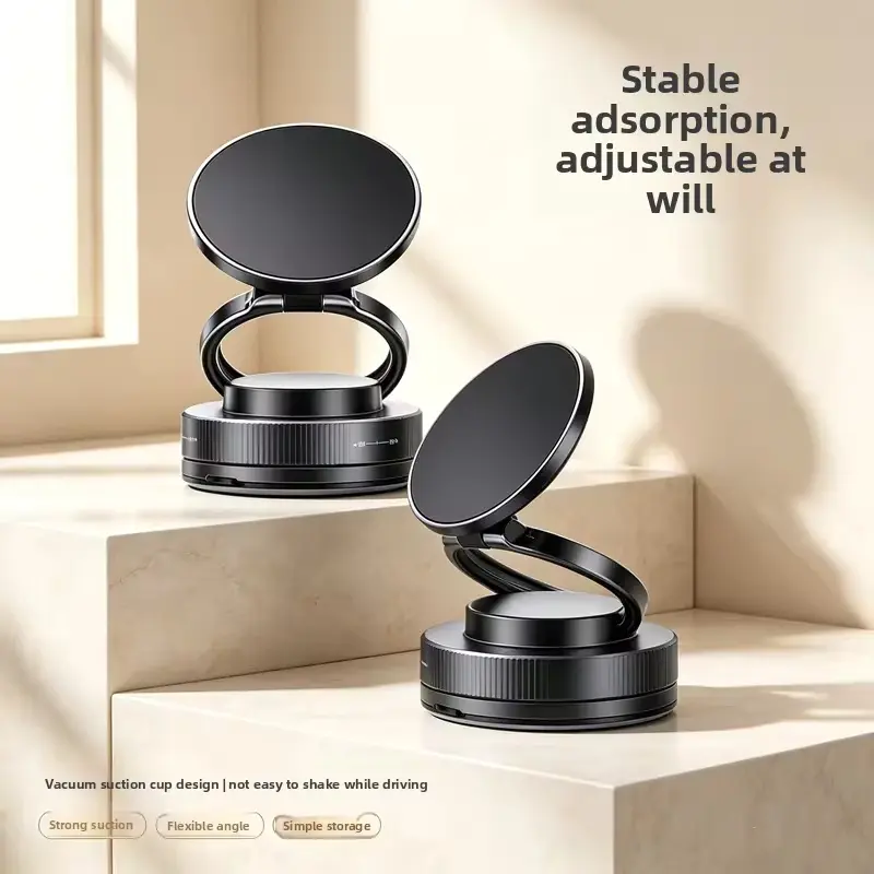 360 Degree Rotating Magnetic Mobile Phone Holder Vacuum Suction Cup Strong Magnetic Adsorption Car Phone Stand Desktop Bracket