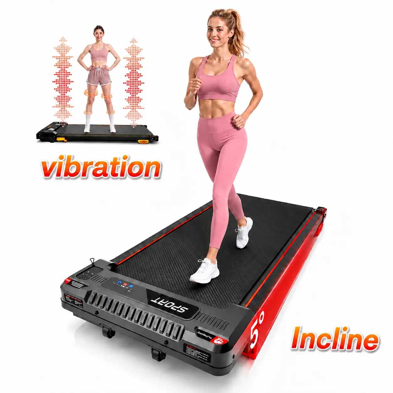 3-in-1 Remote Controlled Incline Treadmill - 2.5HP Sturdy Under Desk Walking Pad, Foldable Rail, Soothing Massage, 330lb Capacity, LED Display, All-in-1 Workout Station, Constant 5% Incline, Cardio at Home/Office Underdesk Fitness Equipment