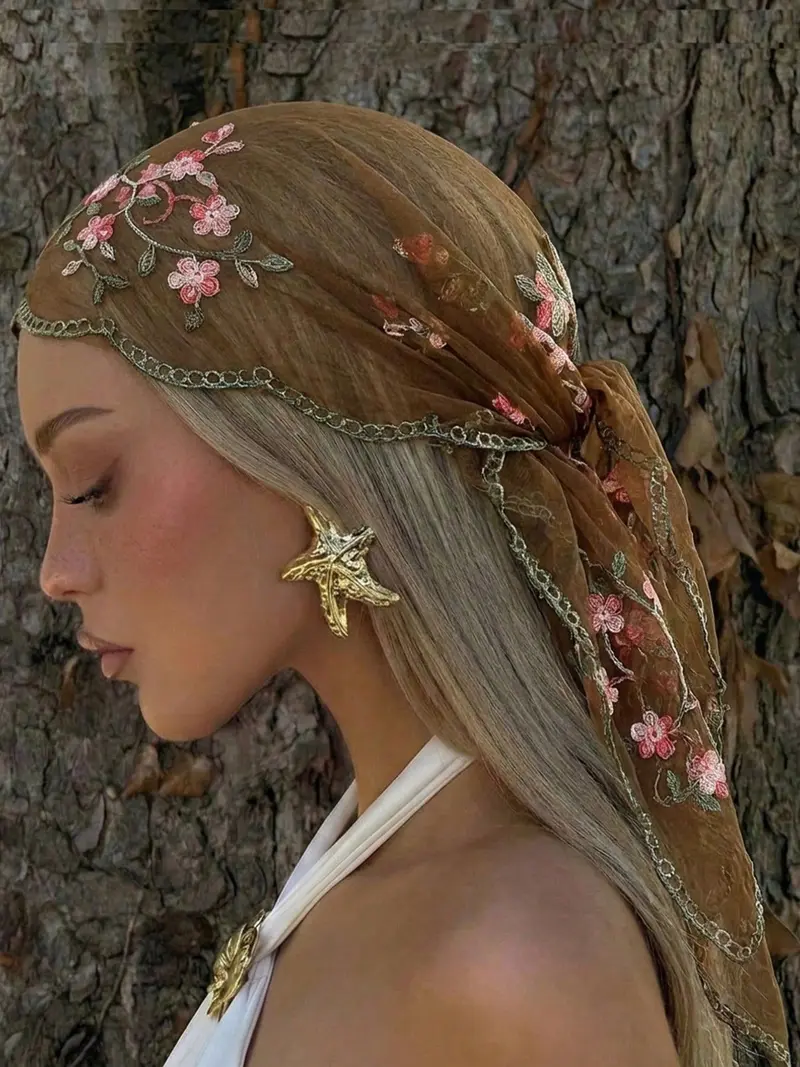 Floral lace head scarf - TikTok Shop