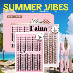 Natural Fairy| Kisslily Lashes Manga Spikey Lashes Cluster C Curl 168Pcs Ultra-Thin Invisible Band Individual Lash Clusters False Eyelashes Extension Wet Look Beginner Friendly Bond Seal Remover Makeup 8-18mm #Summervibes summervibe