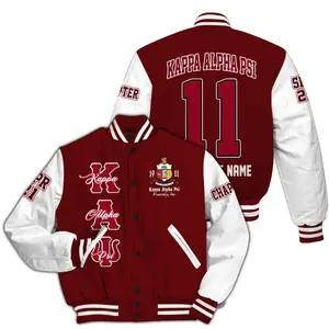 Kappa Alpha Varsity Jacket Unisex, Custom Chapter Streetwear, Crimson White Bomber Coat, Fraternity Gift Idea
