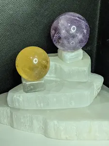 White Selenite Sphere Holder Crystal Ball Stand Polished Hand Carved Healing Natural Mineral Specimen Gypsum Stone Cleansing Charging Disk