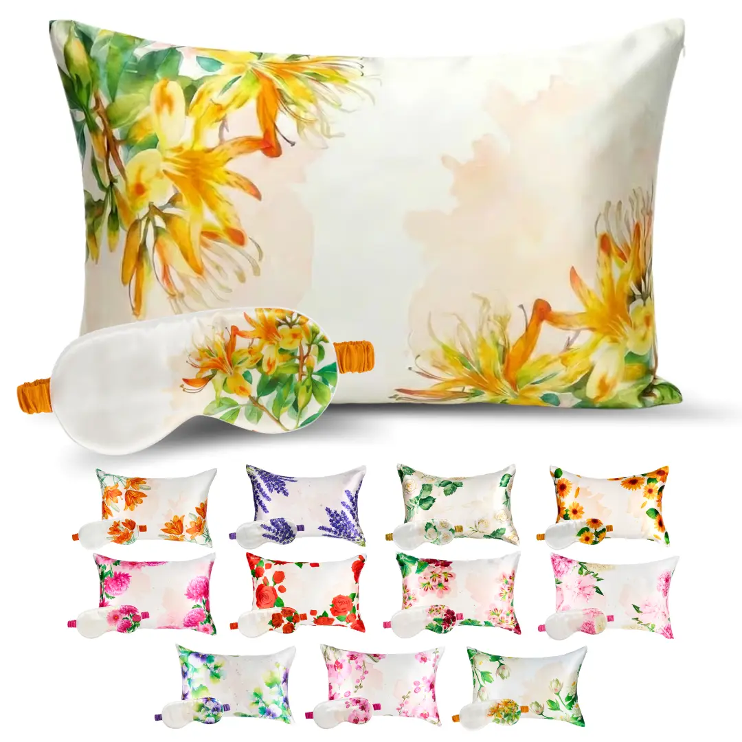 Blissy Zodiac Flower Silk Pillowcase — 100% Mulberry Silk — Improve Hair, Skin & Sleep While You Dream Blissy Zodiac Flower Silk Pillowcase — 100% Mulberry Silk — Improve Hair, Skin & Sleep While You Dream