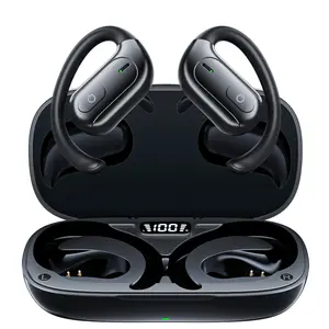 MANKIW  Open Ear Headphones Wireless Bluetooth 5.3, Open Ear Earbuds IPX5 Waterproof Noise Cancelling Running Sport Wireless Bluetooth Earbuds with Mic and Earhooks for Android/iOS Black