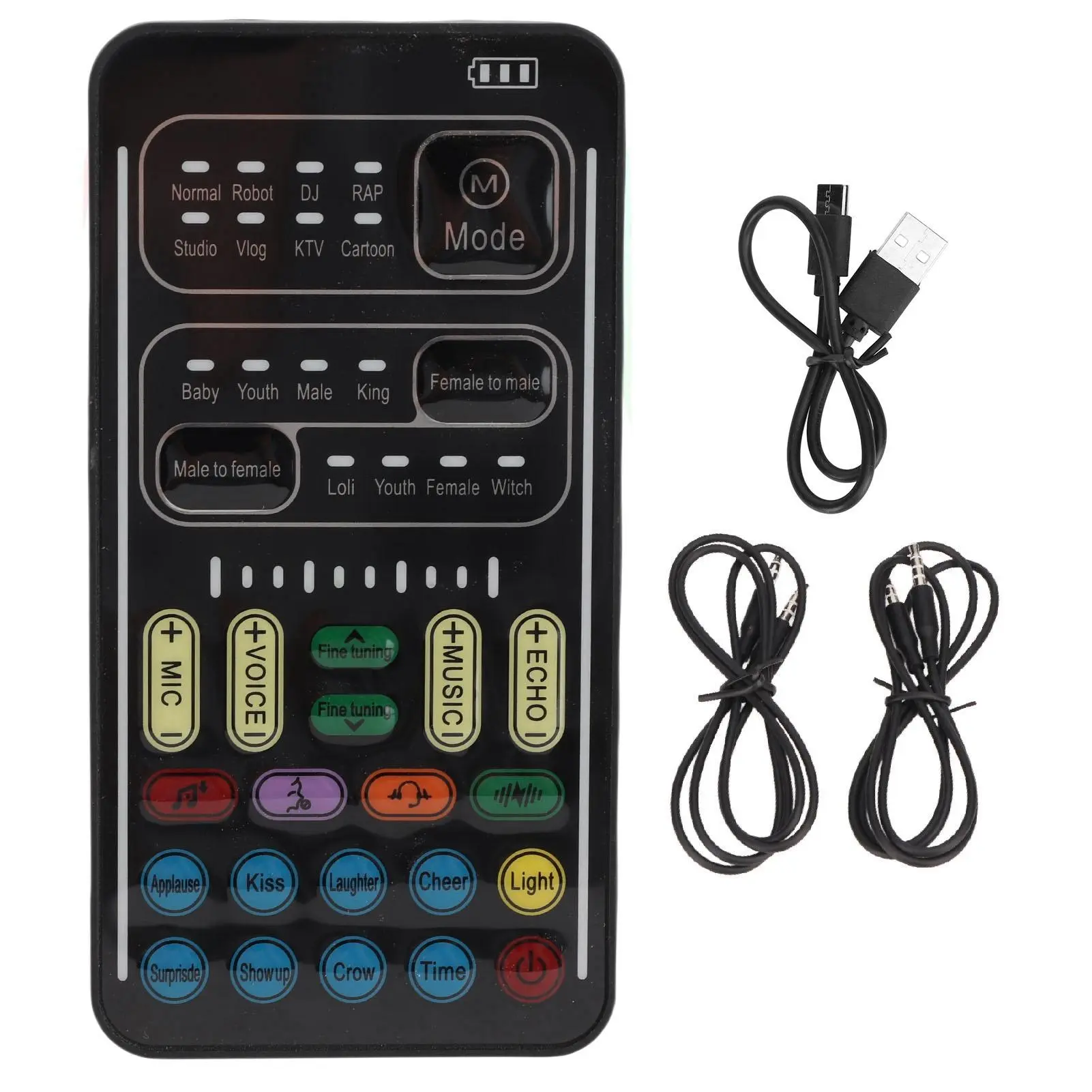ABS Handheld Portable Bluetooth Audio Voice Changer - 141g/5.0oz, 450mAh, 8 Sound Effects, Adjustable Sound Disguiser, Noise Reduction for Mobile Phones, Computers, Streaming