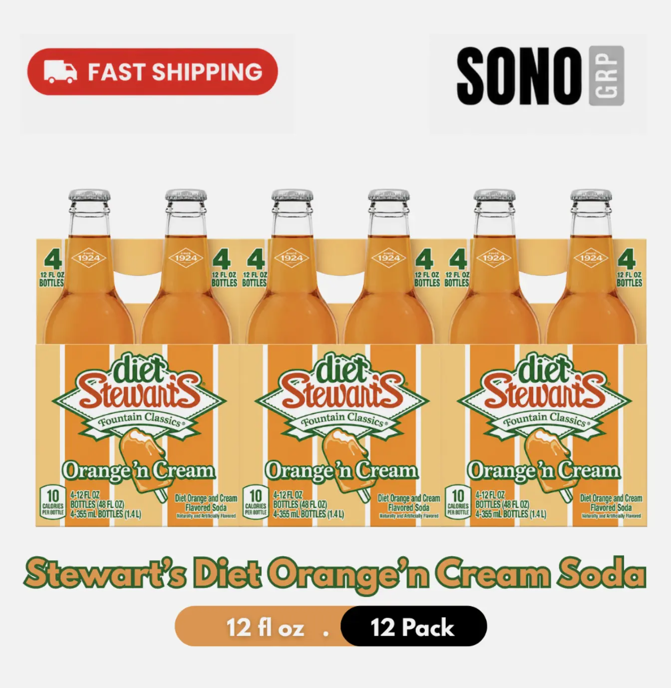 Stewart's Diet Orange & Cream 12oz/12 Pack