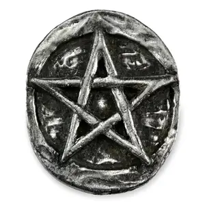 Pentagram Pocket Stone — Pewter Protection Talisman 1" Carry Stone