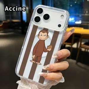 Magnetic Phone Case for iPhone 17 16  Pro Max Plus 15 14 13 12 11 Air E Monkey With Cookie  Printed Clear Acrylic All Coverage Cover Support Wireless Charging