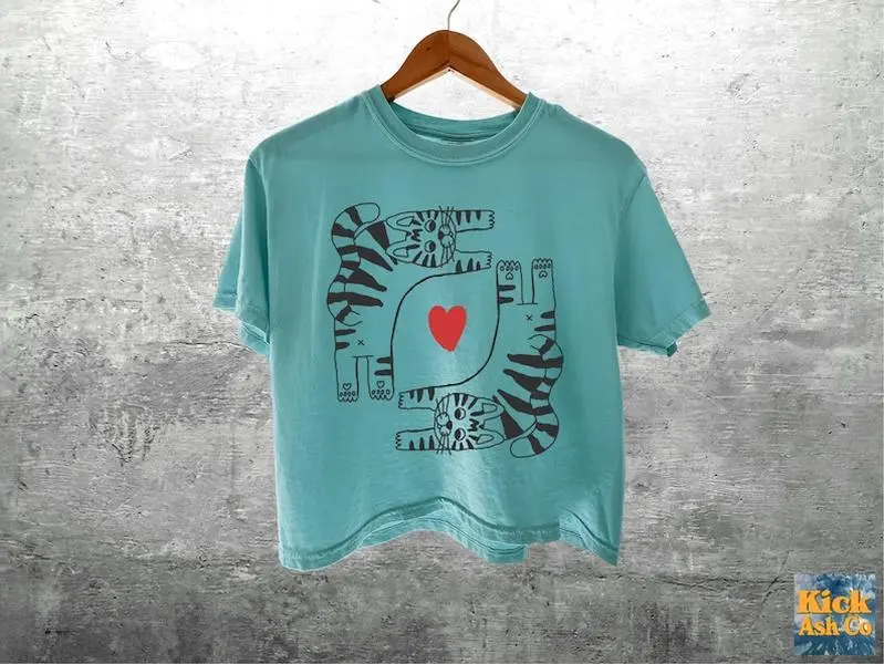 Comfort Colors Boxy Tee Funny Cat Lover Graphic, Cute Feline Shirt, Women's Vintage Cropped Casual Apparel