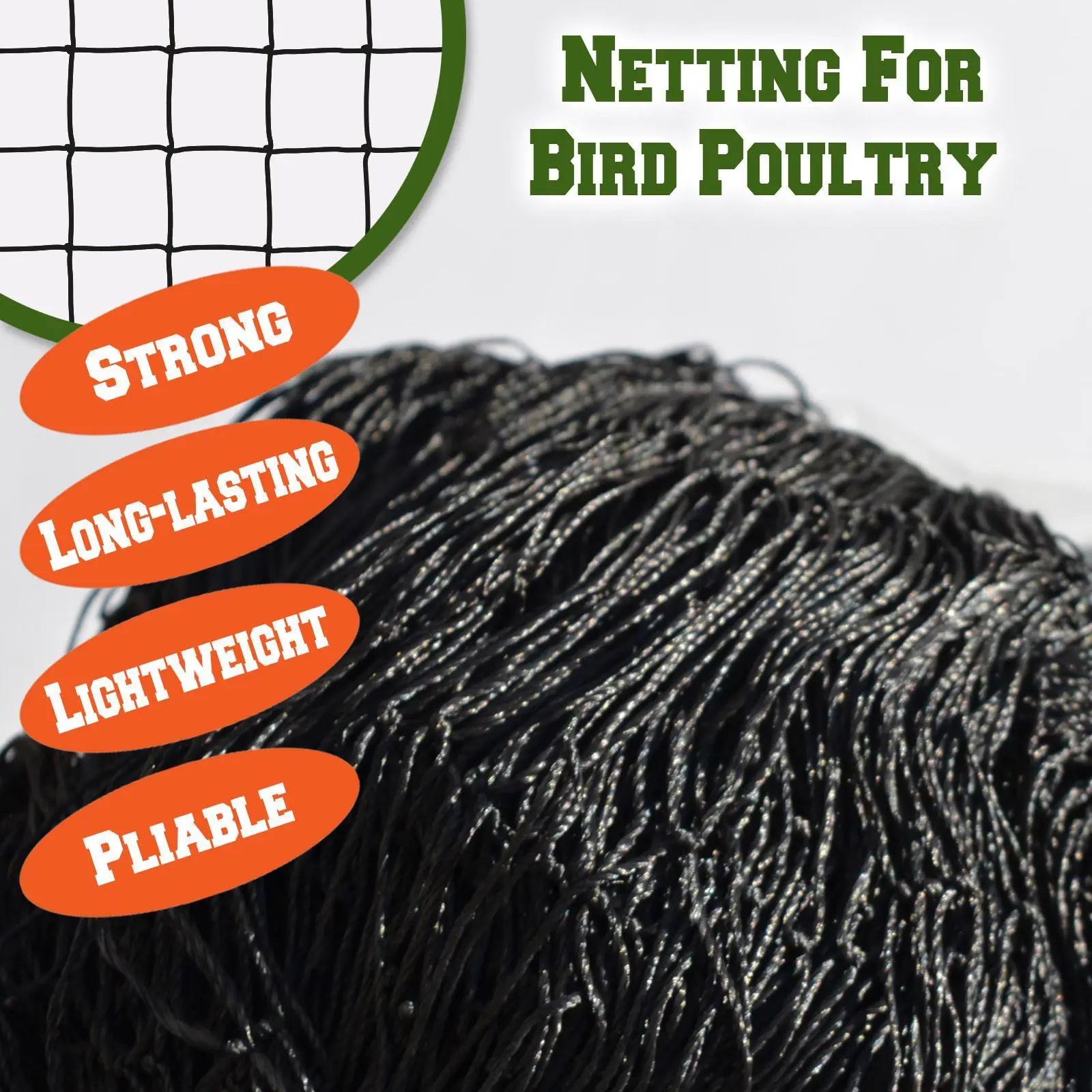 Heavy Duty Black Mesh Netting 100' X 50' Bird Poultry Aviary Game Pen Net Durable Protective Fence Net for Chicken Coop Duck Goose Rabbit Farm Garden Outdoor Enclosure Net adjustable height lcd display Prevent Birds Fruit Crops