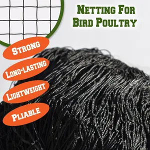 Heavy Duty Black Mesh Netting 100' X 50' Bird Poultry Aviary Game Pen Net Durable Protective Fence Net for Chicken Coop Duck Goose Rabbit Farm Garden Outdoor Enclosure Net adjustable height lcd display Prevent Birds Fruit Crops