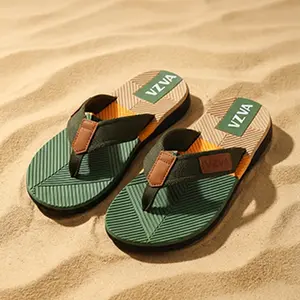 Men’s Flip Flops Summer Vacation Beach Sandals Football Vibe Lightweight Non Slip Comfortable Casual Slides for Outdoor Travel Pool