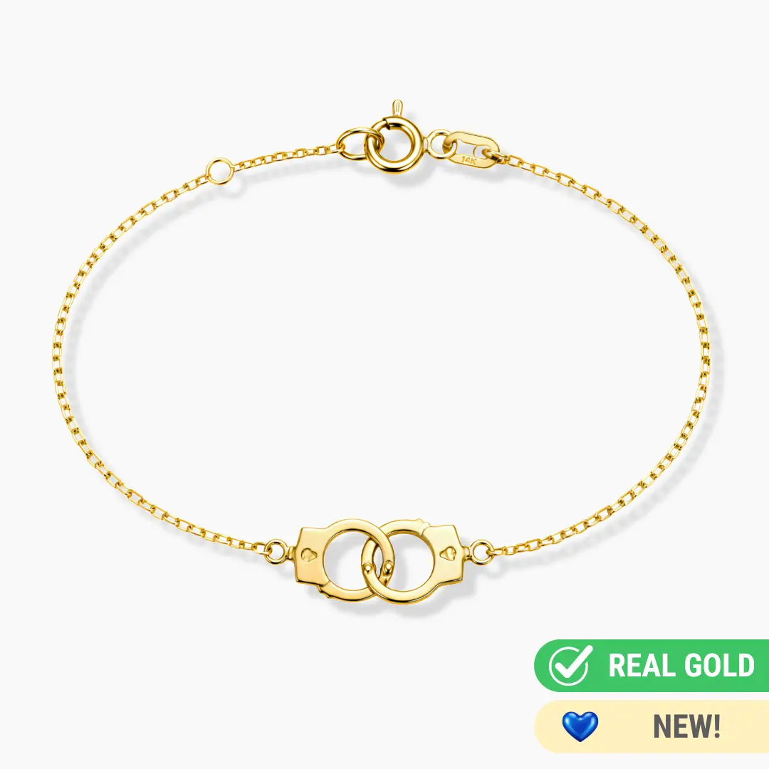 14K YELLOW GOLD HANDCUFFS BRACELET