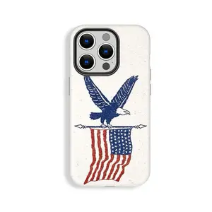 Sturdy Phone Case with Retro Bald Eagle Grabbing American Flag, Presidents Day, Cool Protective Case, Gift for Him or Her, Shockproof, Double Shell Anti-drop, Wear Resistant, Phone Case Suitable for Iphone 11/12/13/14/15/16/17 Pro Promax Plus Air